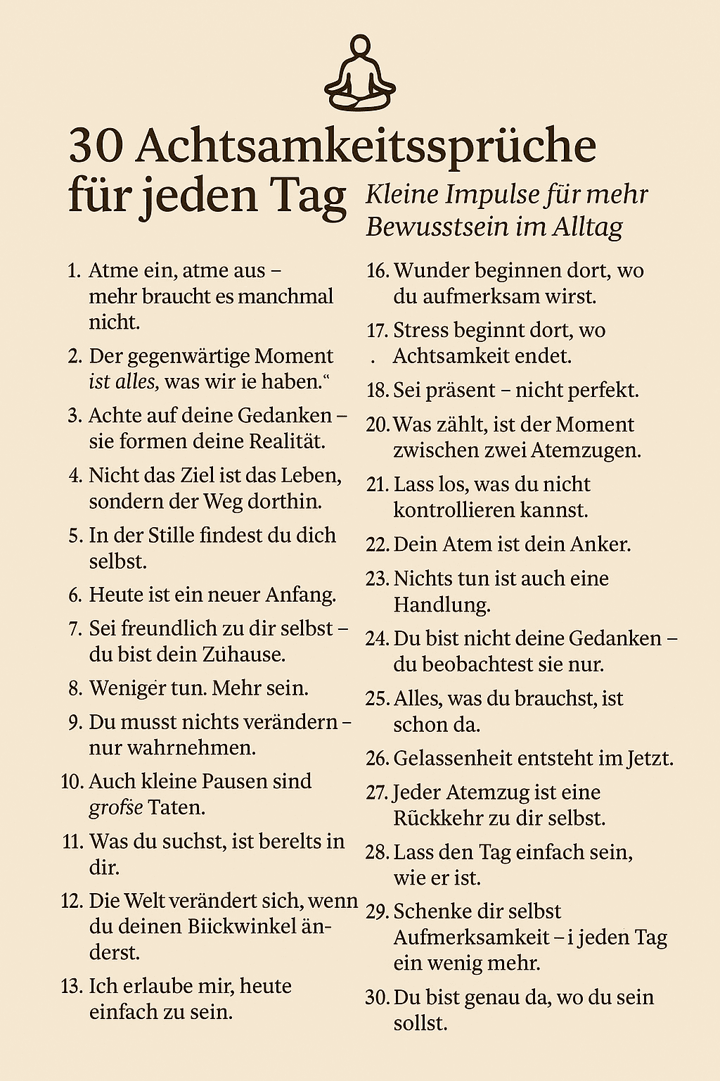 Achtsamkeit Sprüche zum Ausdrucken