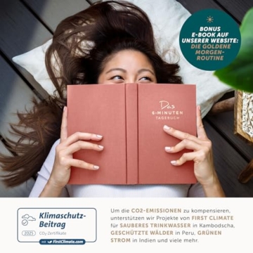 6-Minuten Tagebuch für Erwachsene 2025 (Das Original) - Achtsamkeitstagebuch, Wissenschaftlich Fundiertes Journal Buch - Dankbarkeitstagebuch für Mehr Resilienz & Selbstliebe