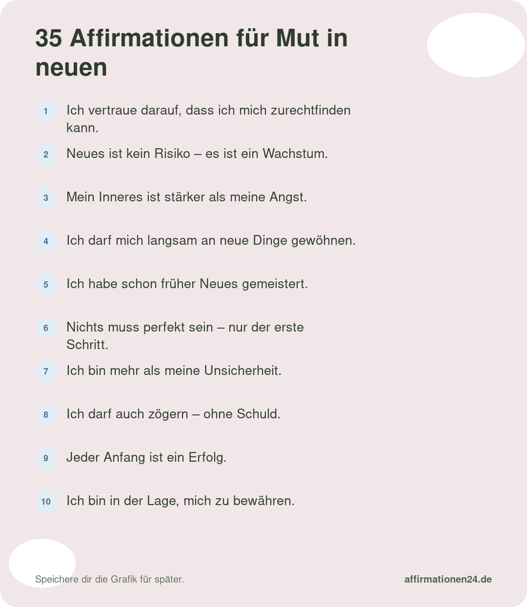 35 Affirmationen für Mut in neuen Situationen – Kurzversion zum Ausdrucken