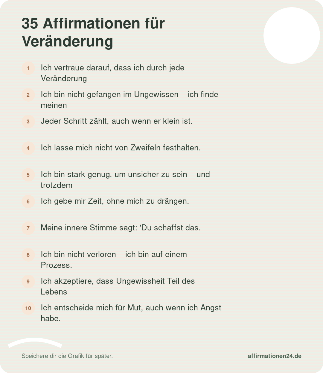35 Affirmationen für Veränderung & Unsicherheit – Kurzübersicht