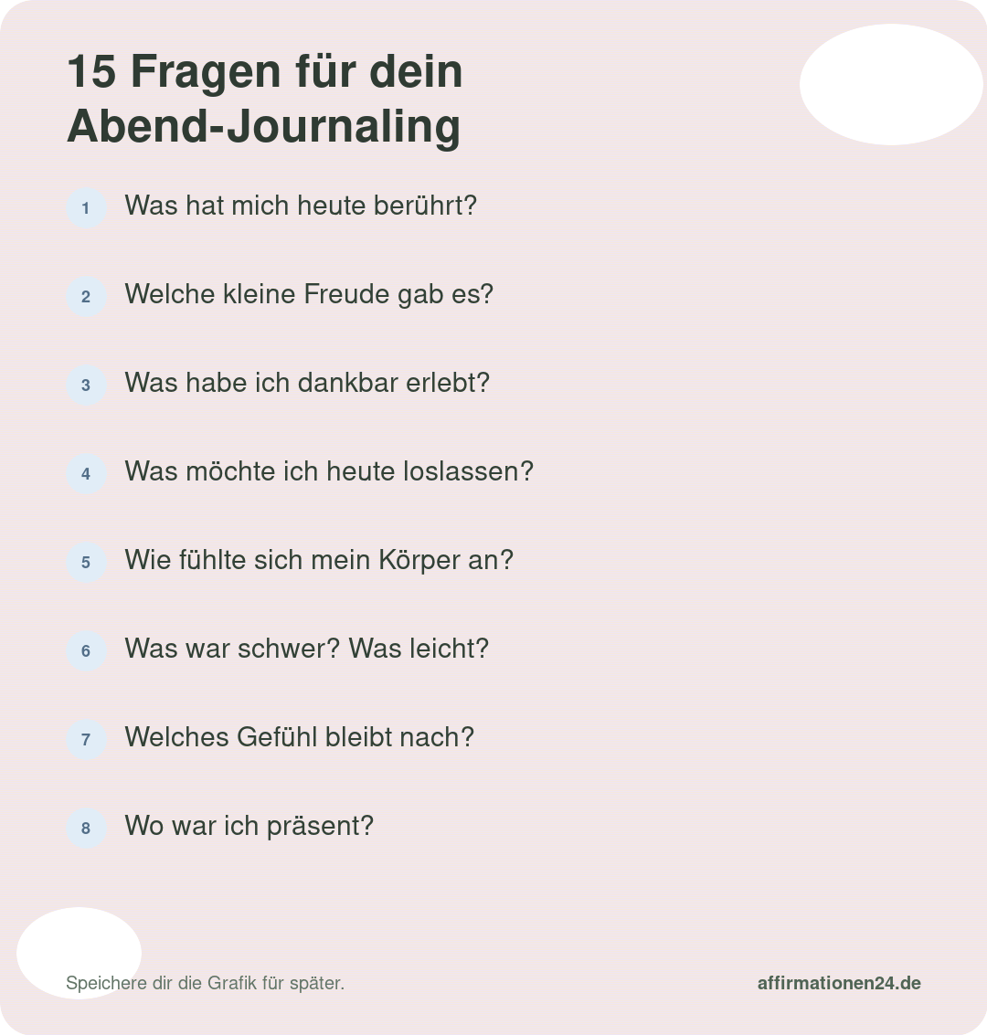 15 Fragen für dein Abend-Journaling – Punkte 1 bis 8