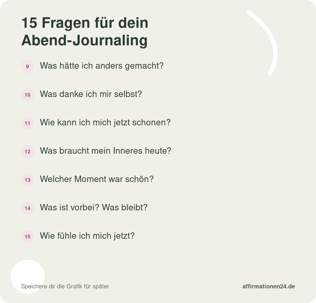 15 Fragen für dein Abend-Journaling – Punkte 9 bis 15