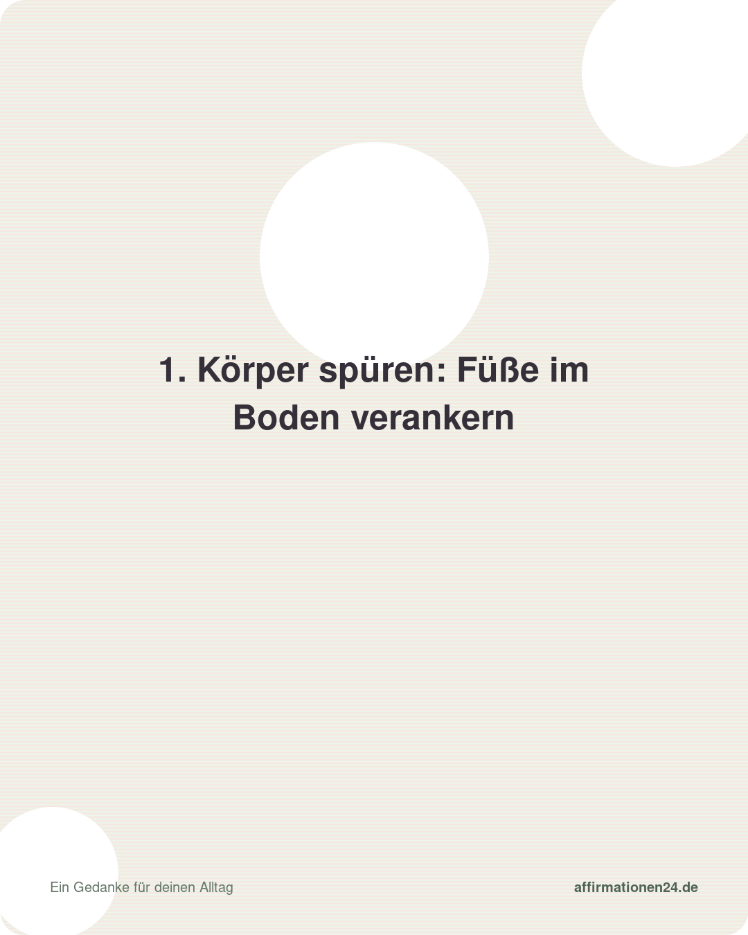 1. Körper spüren: Füße im Boden verankern – Affirmationskarte