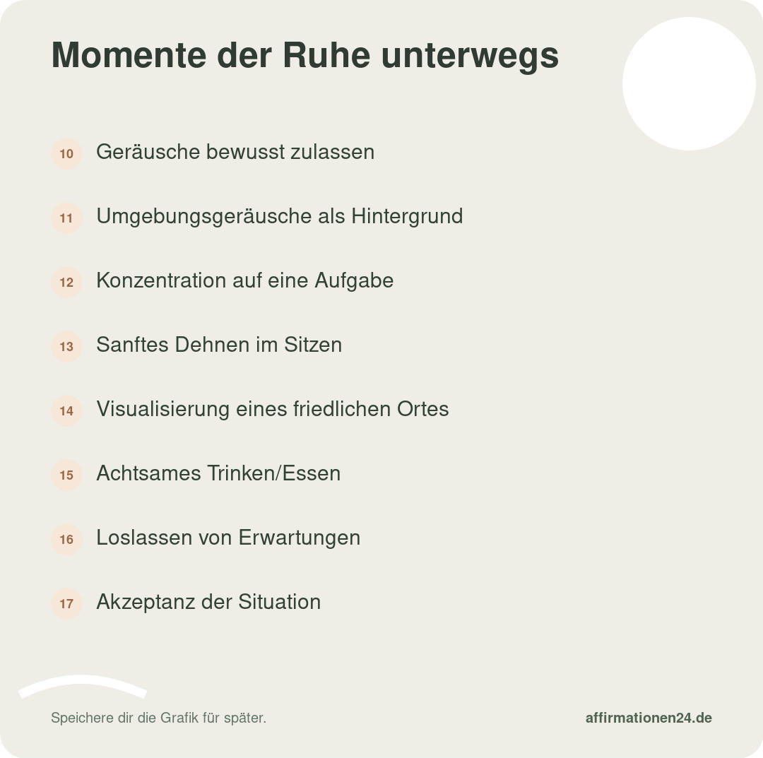 Momente der Ruhe unterwegs – Punkte 10 bis 17