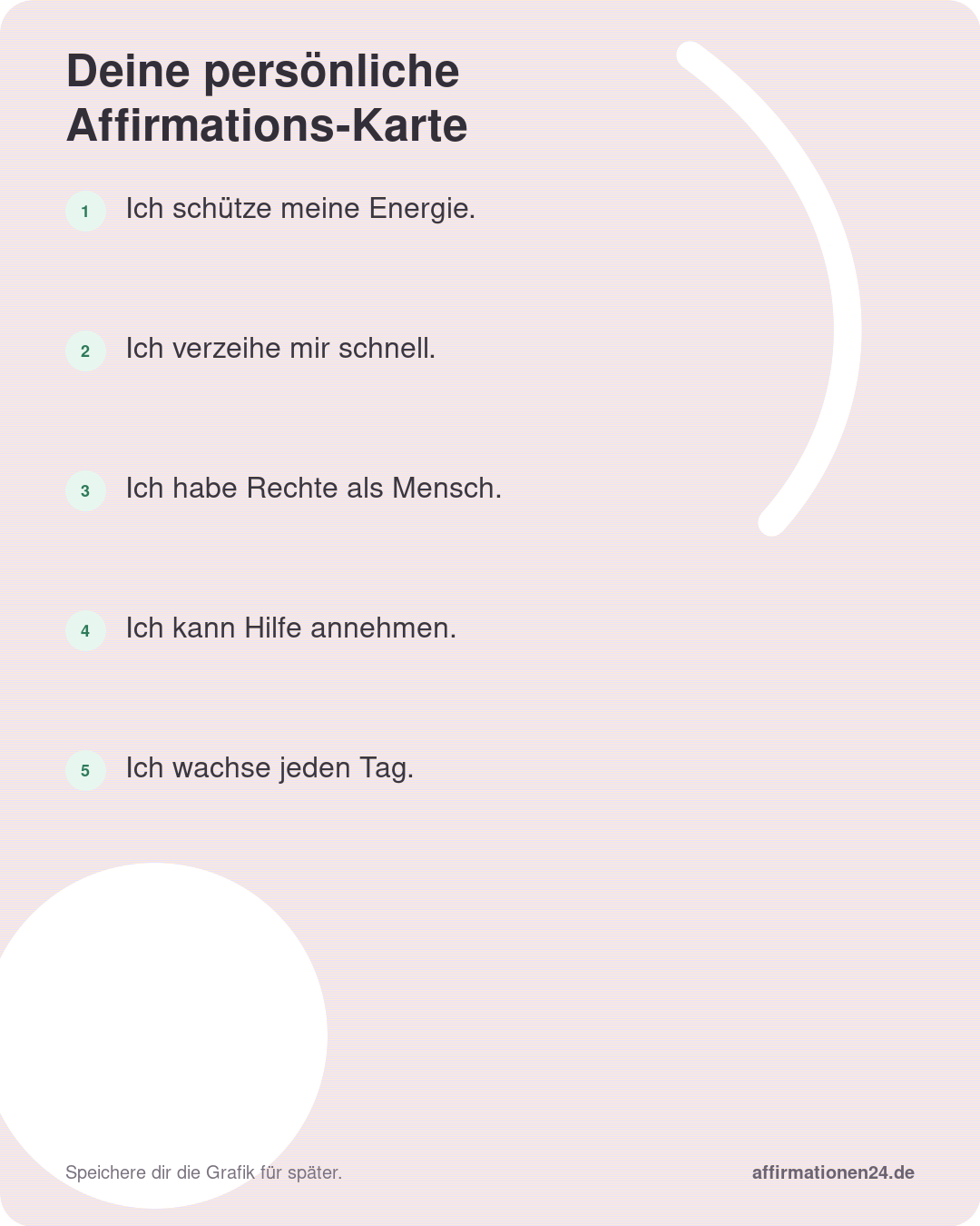Deine persönliche Affirmations-Karte für mehr Selbstwert – Punkte 11 bis 15