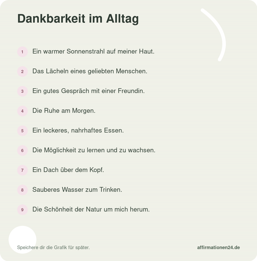 Dankbarkeit im Alltag – Punkte 1 bis 9