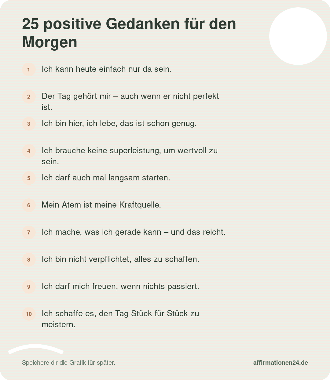 25 positive Gedanken für den Morgen – ohne Kitsch – Punkte 1 bis 10