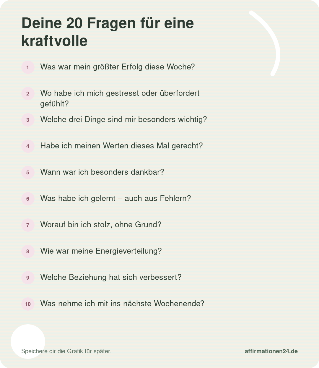 Deine 20 Fragen für eine kraftvolle Wochenreflexion – Punkte 1 bis 10