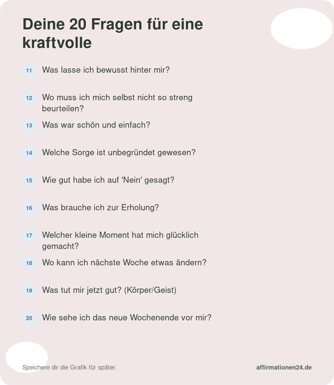 Deine 20 Fragen für eine kraftvolle Wochenreflexion – Punkte 11 bis 20